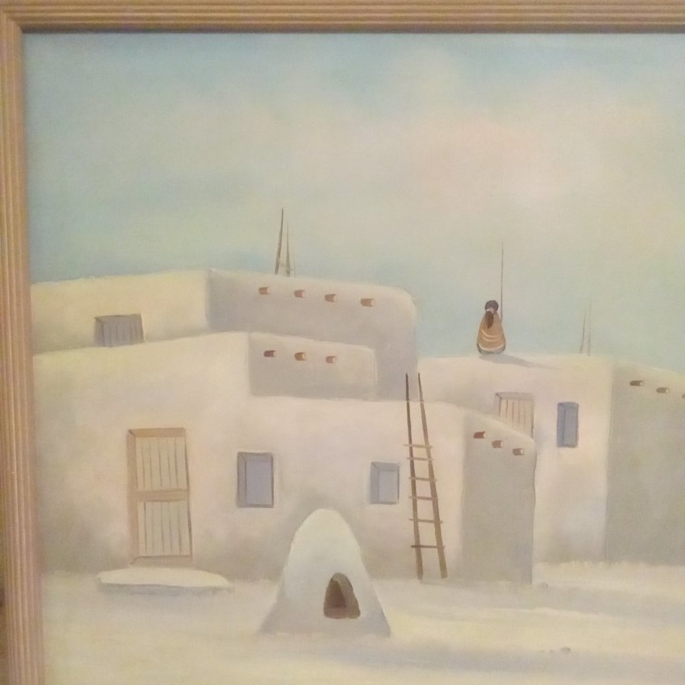 Vintage K. Domingo Original Oil on Canvas Pueblo Painting